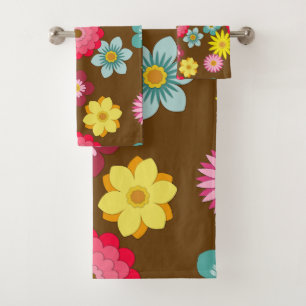 Retro Floral Pattern Towel set