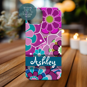 Retro Floral Pattern with Name iPhone 16 Case