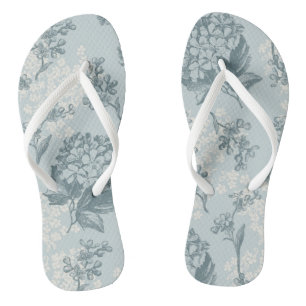 Retro floral pattern with viburnum flowers flip flops