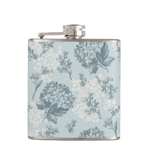 Retro floral pattern with viburnum flowers hip flask