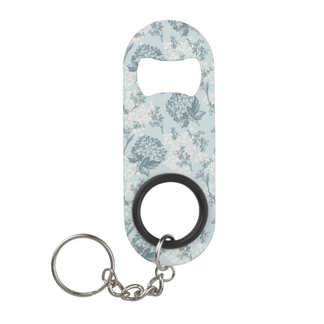 Retro floral pattern with viburnum flowers keychain bottle opener (Front)