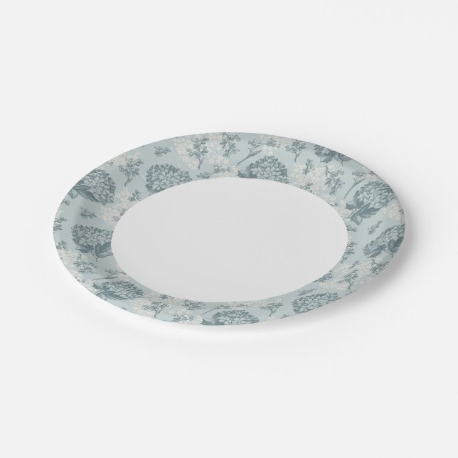 Retro floral pattern with viburnum flowers paper plate (Angled)