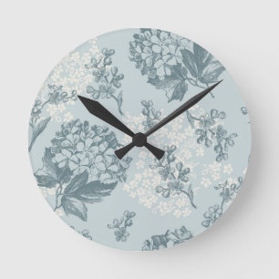 Retro floral pattern with viburnum flowers round clock
