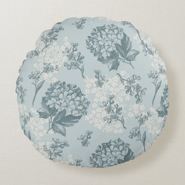 Retro floral pattern with viburnum flowers round pillow (Front)