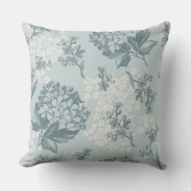 Retro floral pattern with viburnum flowers throw pillow (Front)