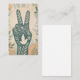 Retro Floral Peace Sign & Dove Art Botanical Sun Business Card