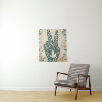 Retro Floral Peace Sign & Dove Art Botanical Sun