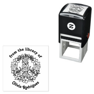 Retro Floral Peace Sign From the Library of Self-inking Stamp