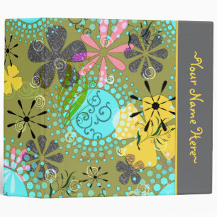 Retro Floral Personalized Avery Binder~ 2 inch Binder