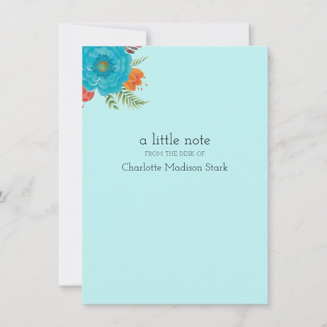 Retro Floral Personalized Note Cards Stationery (Front)