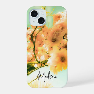 Retro Floral Photo Personalized iPhone 15 Case