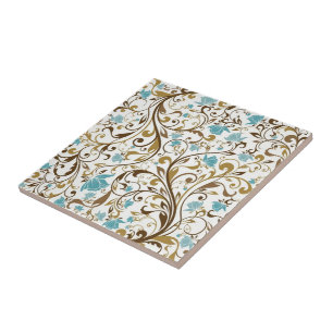 Retro Floral Print Tile