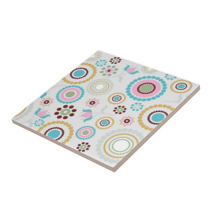 Retro Floral Print Tile