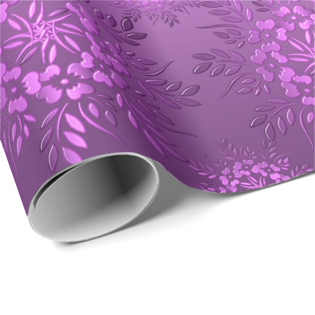 Retro Floral Purple Gradient Wrapping Paper (Roll Corner)