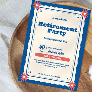 Retro Floral Retirement Party Invitation