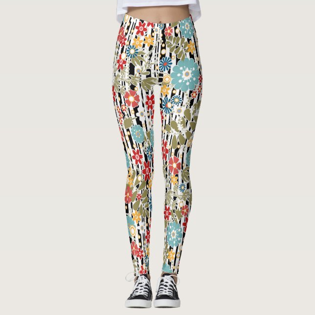 Retro, floral retro leggings (Front)