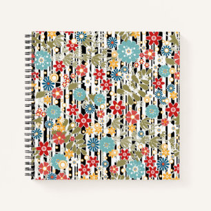 Retro, floral retro notebook