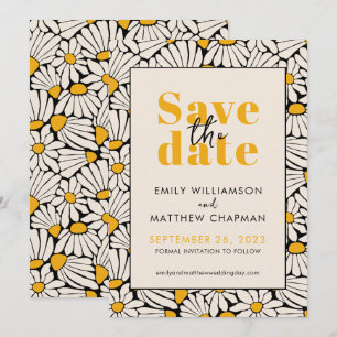 Retro Floral Save the Date wedding announcement