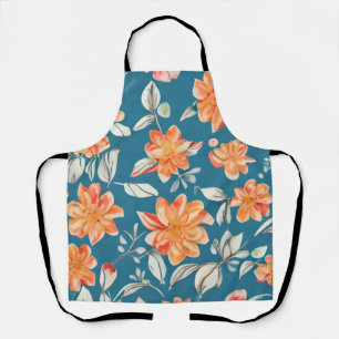 Retro Floral Seamless Pattern Apron