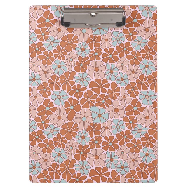 Retro Floral Seamless Pattern Clipboard (Front)