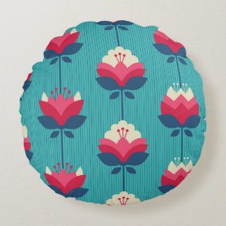 Retro floral seamless pattern. round pillow