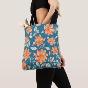 Retro Floral Seamless Pattern Tote Bag