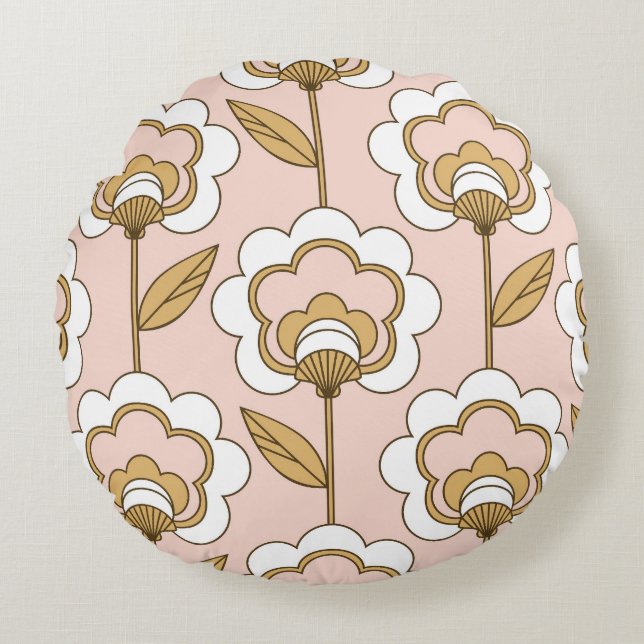 Retro floral: seamless vintage pattern. round pillow (Front)