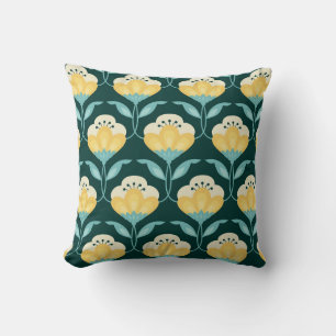 Retro Floral Seamless Vintage Pattern Throw Pillow
