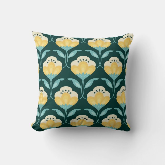 Retro Floral Seamless Vintage Pattern Throw Pillow (Front)