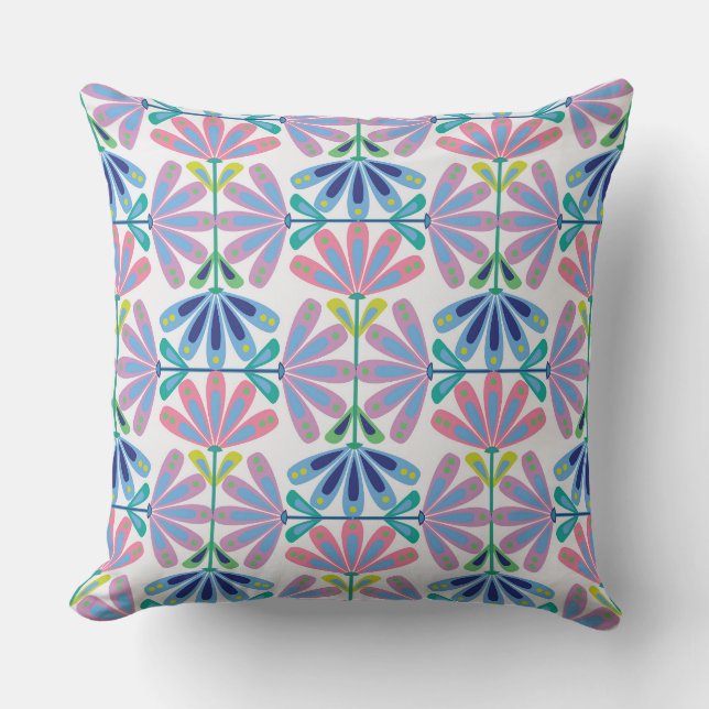 Retro Floral Series 01 Medium Throw Pillow (Front)