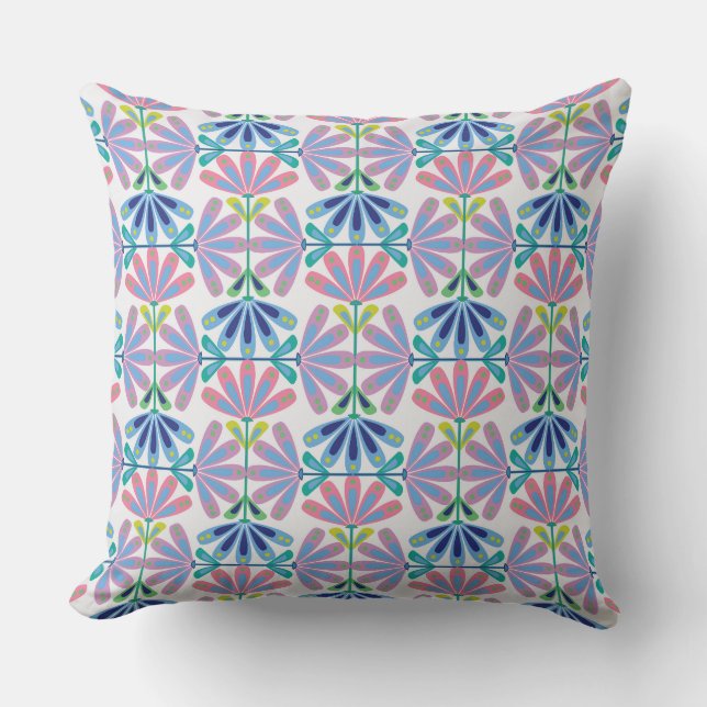 Retro Floral Series 01 Throw Pillow (Front)