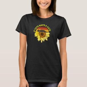 Retro Floral Sunflower Tats Cat Kitten Tattoo Vete T-Shirt