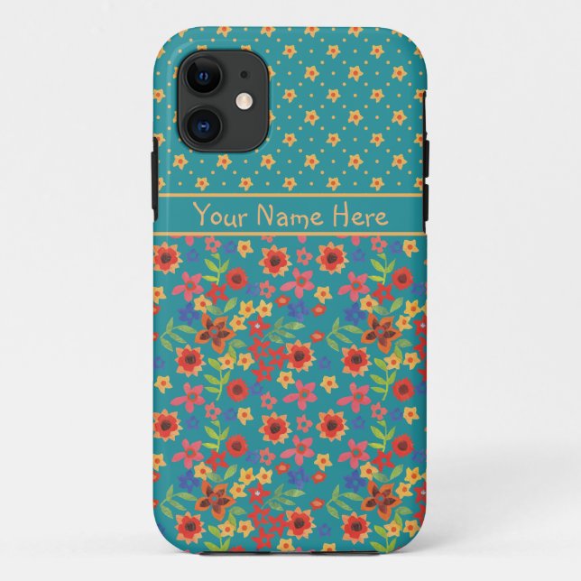 Retro Floral sur Turquoise Xtreme iPhone 5 Coque p (Dos)