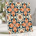 Retro Floral Terracotta and Teal Tile<br><div class="desc">Bring retro charm to your home with this bold floral tile featuring a vibrant palette of terracotta, teal, and cream. The symmetrical design and intricate details evoke mid-century modern and vintage-inspired aesthetics, making it perfect for backsplashes, accent walls, or any space needing a stylish touch of nostalgia.</div>