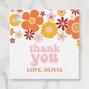 Retro Floral Thank You Sticker Favour Tags