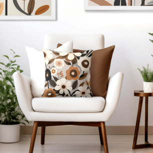 Retro Floral Throw Pillow