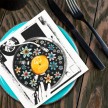 Retro Floral Turntable Vinyl Birthday Personalized