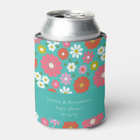 Retro Floral Turquoise Blue Custom Baby Shower