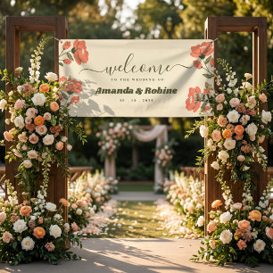 Retro Floral Vintage Garden Wedding Banner