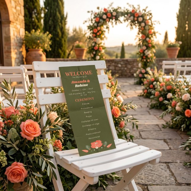 Retro Floral Vintage Garden Wedding Program (Creator Uploaded)
