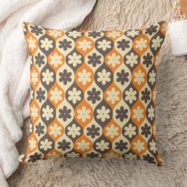 Retro Floral Vintage Vibes Throw Pillow (Blanket)