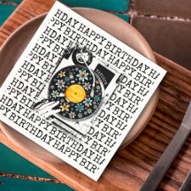 Retro Floral Vinyl Happy Birthday Personalized