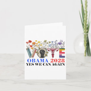Retro Floral Vote Obama 2028 Yes We Can Again _1 Card
