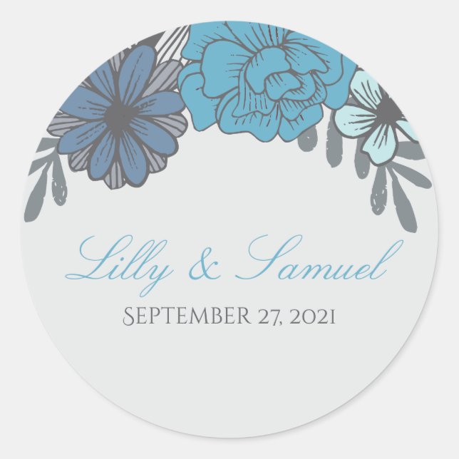 Retro Floral, Wedding Stickers (Front)