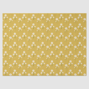 Retro Floral Wildflowers Yellow Mustard Tissue Paper