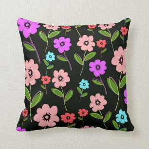 Retro Florals Throw Pillow
