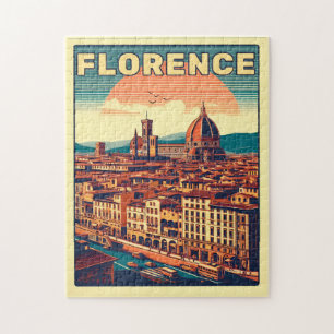 Retro Florence, firenze italy travel gifts Jigsaw Puzzle