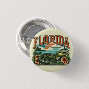 Retro Florida Alligator 1 Inch Round Button
