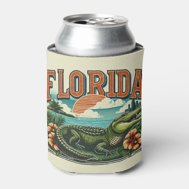 Retro Florida Alligator Can Cooler (Can Front)
