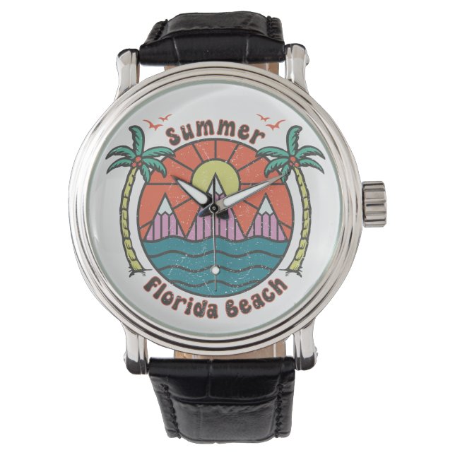 Retro Florida Beach Sunset Watch (Front)